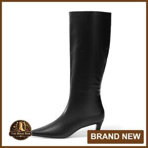 Knee High Boots Square Toe Kitten Heel Side Zipper Dressy Fall Shoes